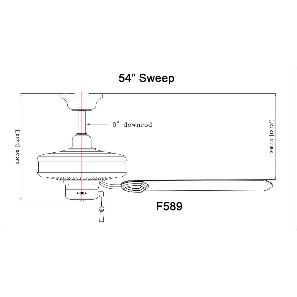 54" Oil Rubbed Bronze and Dark Maple 5-Blade Ceiling Fan with Pull Chain