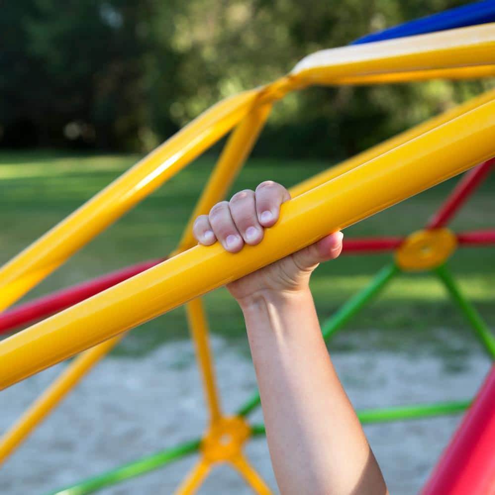 Multicolor Steel Geo Dome Climber with Swing Set and Basketball Hoop