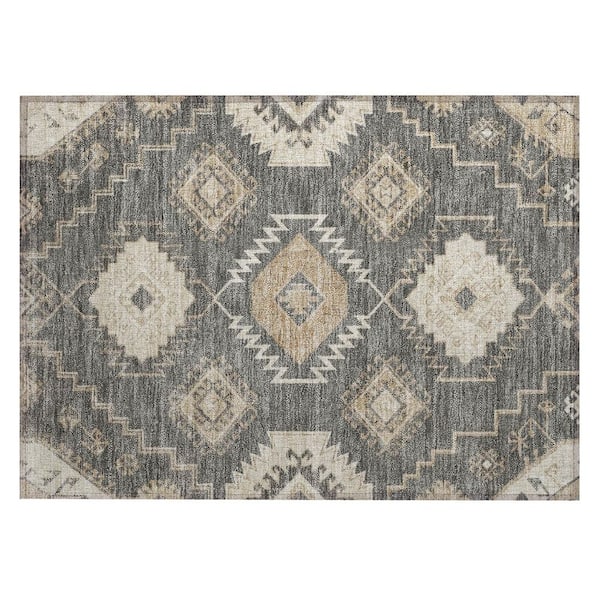Chantille Machine Washable Indoor/Outdoor Abstract ACN3011 Graphite 2 ft. x 3 ft. Accent Rug