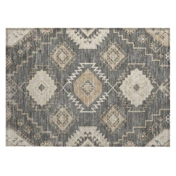 Chantille Machine Washable Indoor/Outdoor Abstract ACN3011 Graphite 3 ft. x 4 ft. Area Rug