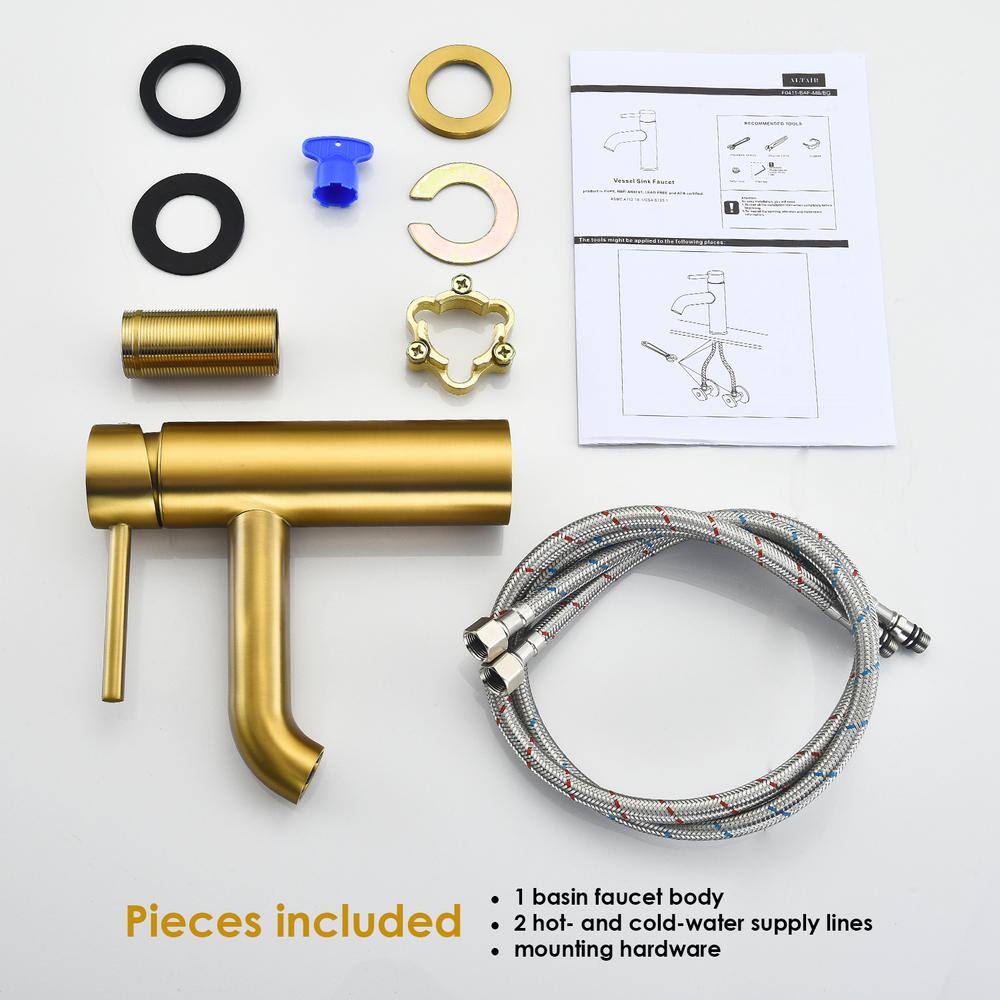 Tubize Brushed Gold Solid Brass Single-Handle Bathroom Faucet