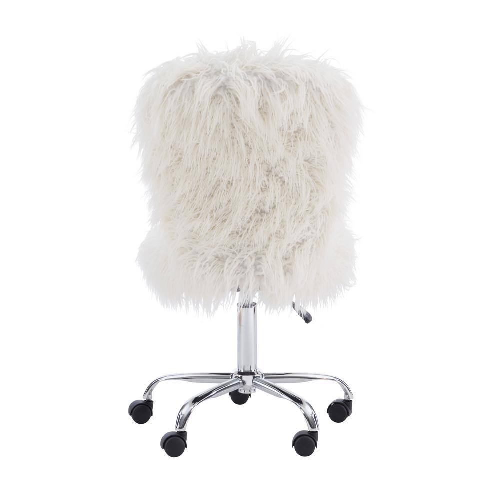 Ergonomic Swivel Task Chair in Cream White with Wood Frame