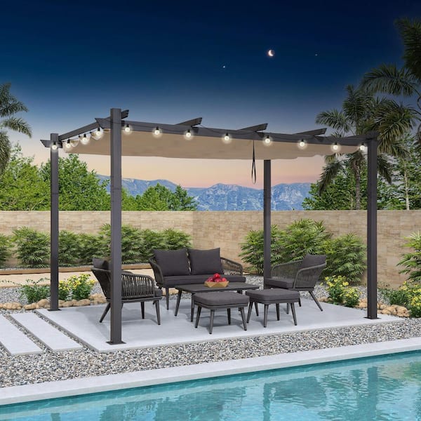 PURPLE LEAF 10 ft. x 13 ft. Dark Gray Aluminum Frame Patio PURPLE LEAF 10 ft. x 13 ft. Dark Gray Aluminum Frame Patio
