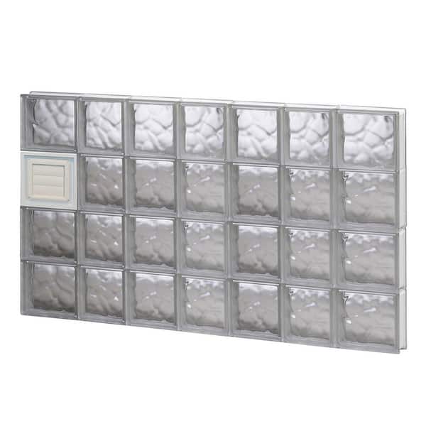 Clearly Secure 44.25 in. x 31 in. x 3.125 in. Frameless Wave Pattern Glass Block Window with Dryer Vent