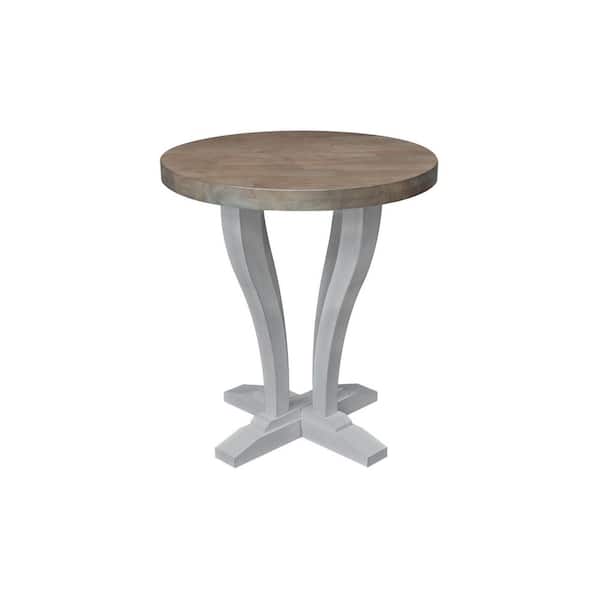 International Concepts LaCasa 22 in. W x 22 in. L x 24 in. H Sesame/Chalk Solid Wood Round End Table