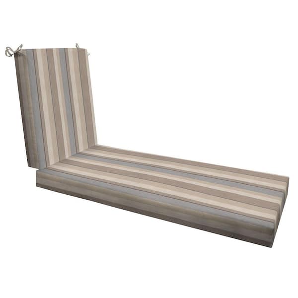 Honeycomb Outdoor Chaise Lounge Chair Cushion Stripe Taupe