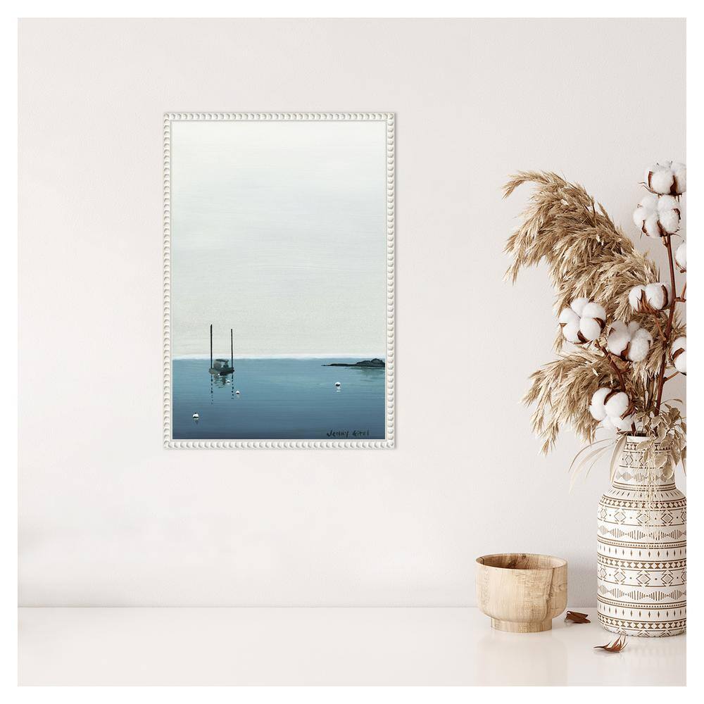 16"x23" Calm Waters White Floater Frame Canvas Wall Art
