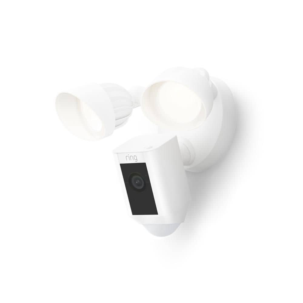 Ring Floodlight Cam Plus Wired - Outdoor Smart Security Camera with Two LED Lights, Two-Way Talk, Color Night Vision, White B08F6GPQQ7