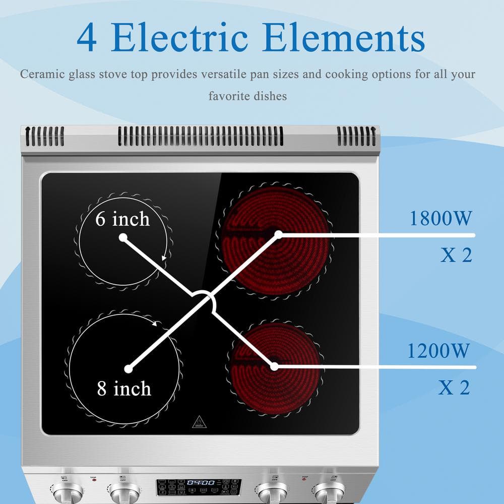 Lanbo 24 Inch Stainless Steel Freestanding Electric Range with Convection Oven