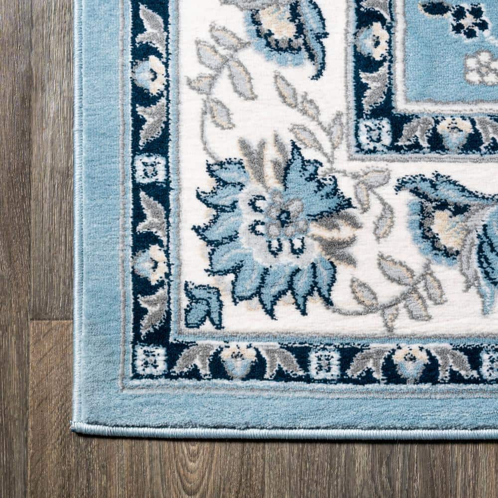 Cherie Sky Blue & Ivory Persian-Inspired Washable Rug 3x5