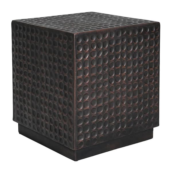 Copper Composite Modern Cube Outdoor Side Table with Numerous