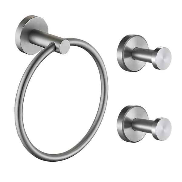 ATKING 3-Piece Bath Hardware Set Wall Mounted Towel Holder Set with Hand Towel Holder Towel/Robe Hook in Brushed Nickel