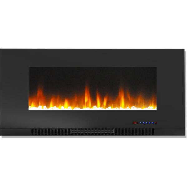 Reviews For Hanover 42 In Wall Mount Electric Fireplace Black With Multi Color Flames And Crystal Rock Display F42wmef 1bk The Home Depot - Wall Mount Electric Fireplace Heater Reviews