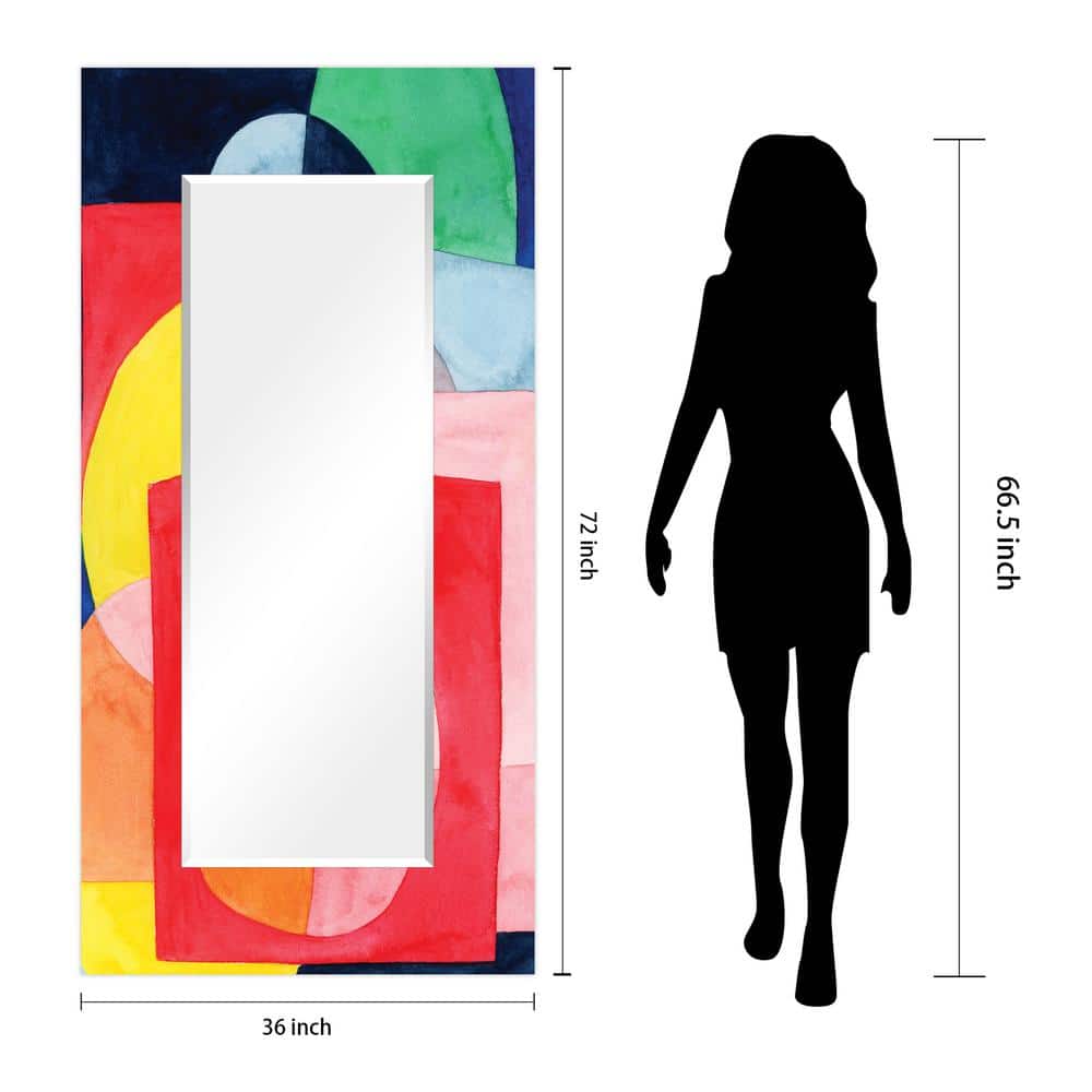 Colorful Abstract Rectangular Frameless Wall Mirror, 72" x 36"