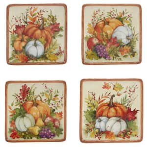 Harvest Blessings Assorted Colors Canape Dessert Plates (Set of 4)