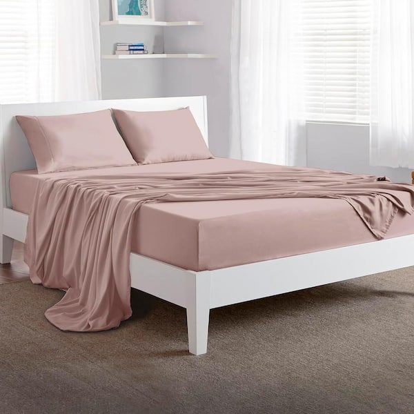 bedgear Basic 4-Piece Bed Sheet Set Polyester Lightweight Breathable Sheets Blush Twin