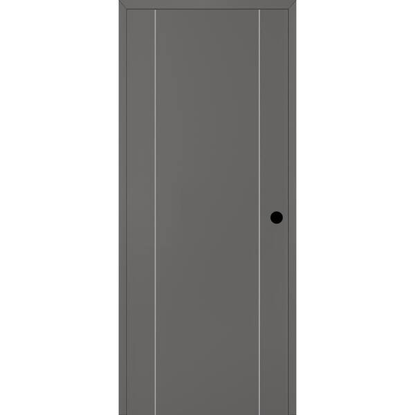 Belldinni Optima 2U DIY-Friendly 30 in. x 84 in. Left Hand Gray Matte Solid Composite Core Wood Single Prehung Interior Door