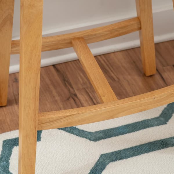 Cyrus 26 in. Natural Backless Wood Counter Stool with Wood Seat (Set of 2)