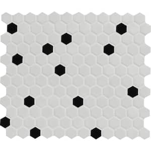 Retro Brick White and Black Hexagon 10.35 in. x 11.93 in. Matte Porcelain Floor and Wall Tile (12.9 sq. ft./Case)