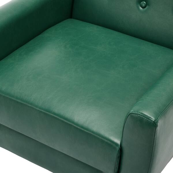 FEX-CHAIR WITH ARM GREEN／ACTUS Uixe Green PU Leather Upholstery Arm Chair (Set of 1) SF0003-P-GN