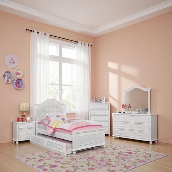 Aure 3-Piece White Full Wood Bedroom Set