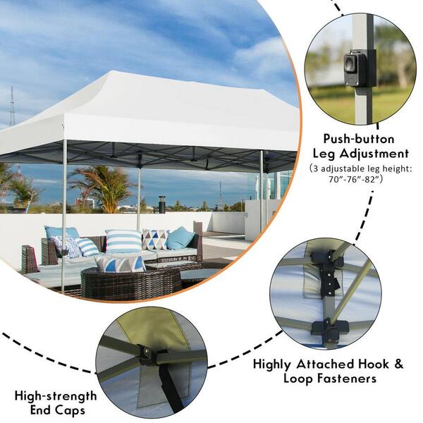 10 x 20 ft Outdoor EZ Pop Up Canopy Tent Commercial Instant Sun Shelter Adjustable Folding Gazebo Party Waterproof Tent with Heavy Duty Roller Bag 