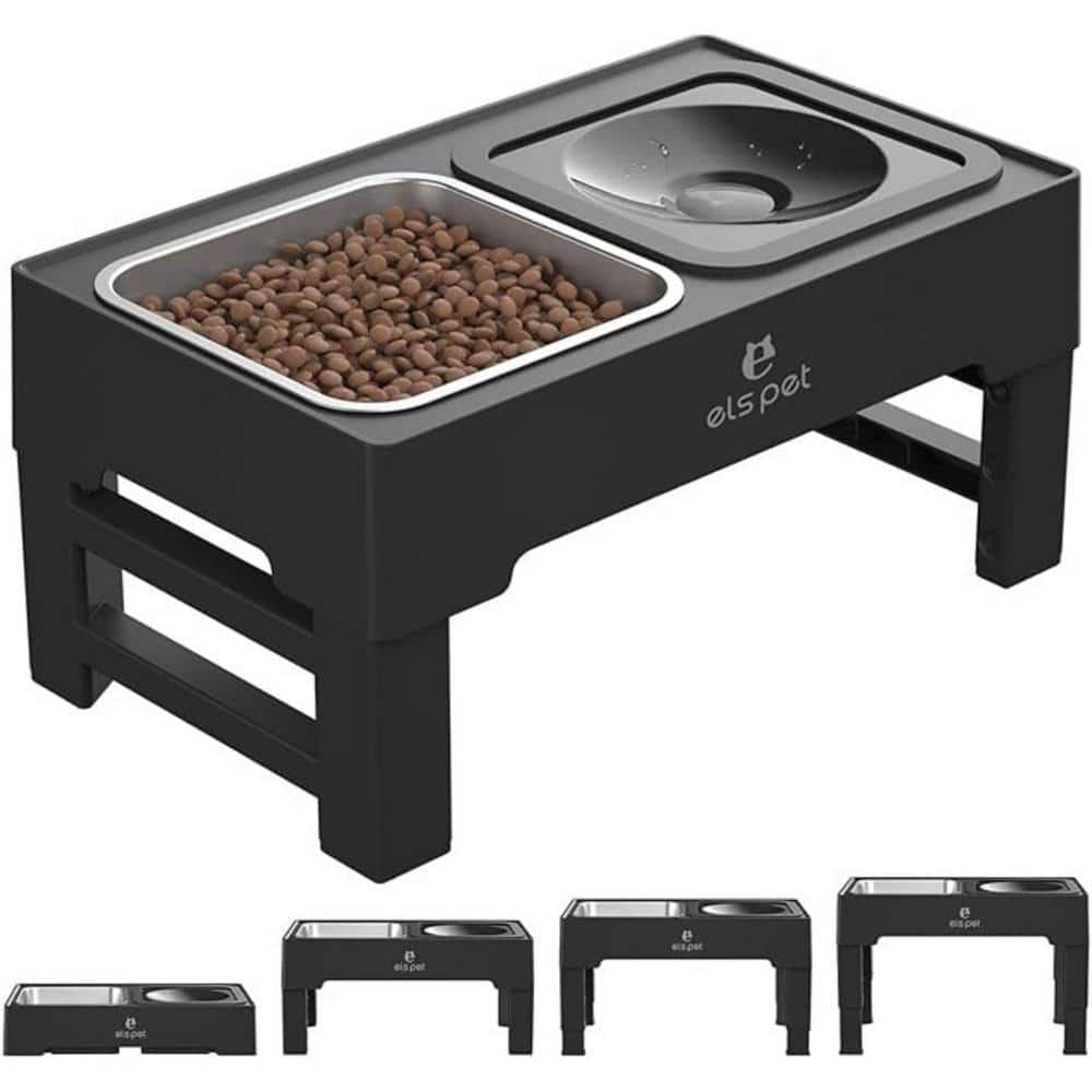 els pet 2-in-1 Elevated Feeding Station (Stainless Steel Bowl Plus Floating Bowl) EFSSF-2IN1-SSFB