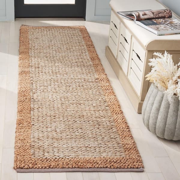 SAFAVIEH Natural Fiber 2 ft. x 8 ft. Natural Two-Tone Solid Border ...