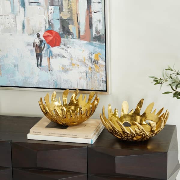 Gold Aluminum Decorative Bowl (Set of 2)