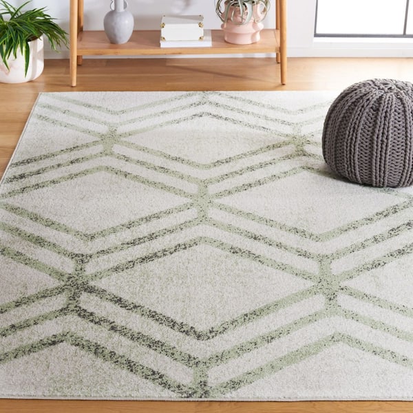Adirondack 8 ft. x 10 ft. Ivory/Sage Distressed Diamond Area Rug