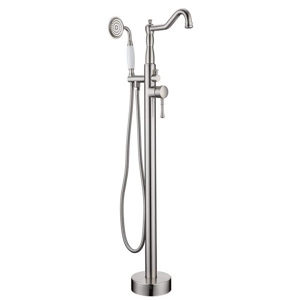Single Handle Classical Freestanding Bathtub Faucet with Hand Shower in Brushed Nickel price history on PriceWatchPro