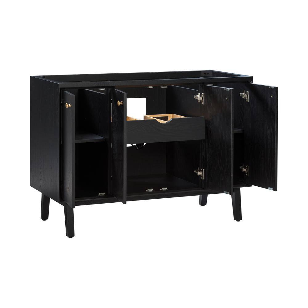 Adele 48'' Black Oak Single Bathroom Vanity Base