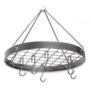 Handcrafted Cottage Round Rack with 6 Hooks Hammered Steel