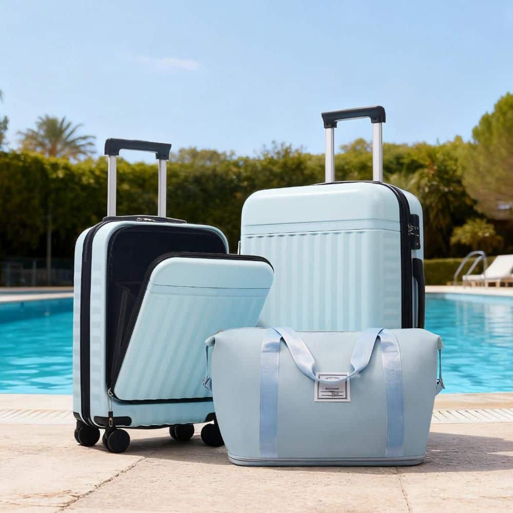 Merax 3 Bags 3-Piece Light Blue Expandable ABS Hardshell 20 in. 24