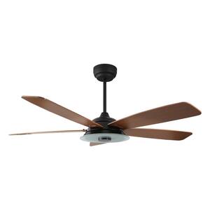 Striker 56 in. Indoor/Outdoor Light Brown Smart Ceiling Fan, Dimmable LED Light and Remote, Works with Alexa/Google Home