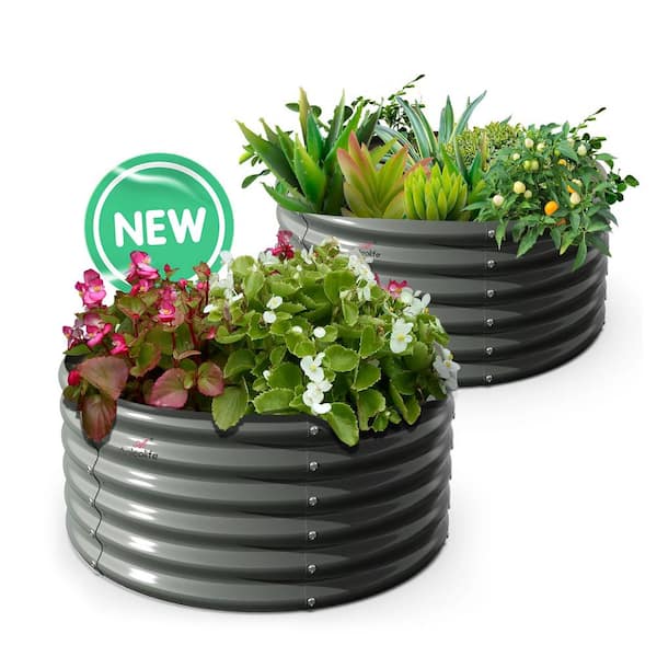 Cesicia Outdoor Round 4 ft. x 4 ft. x 1.5 ft. Galvanized Raised Garden Bed For Vegetables and Flowers