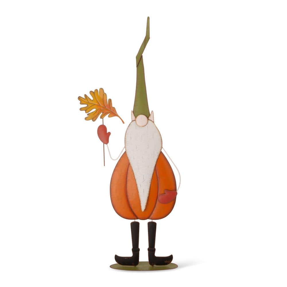 48" Tall Fall Metal Gnome with Pumpkin Body