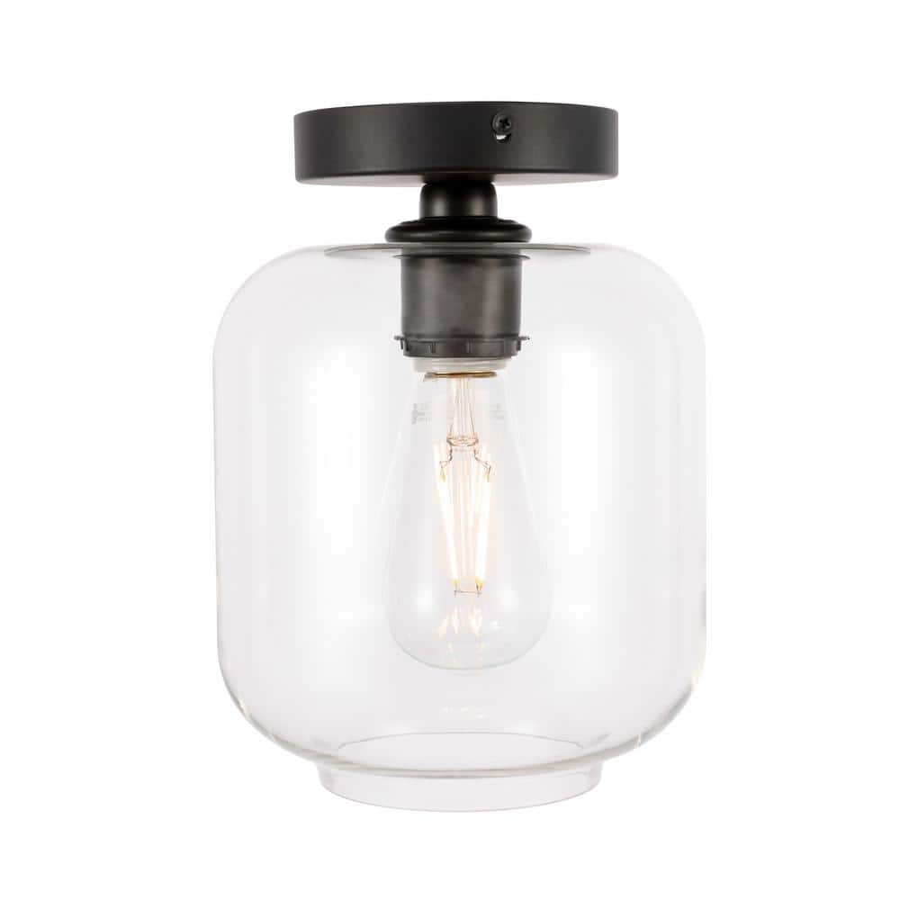 Timless Home 7.3 in. 1-Light Industrial/Mid-Century Modern Black And Clear 