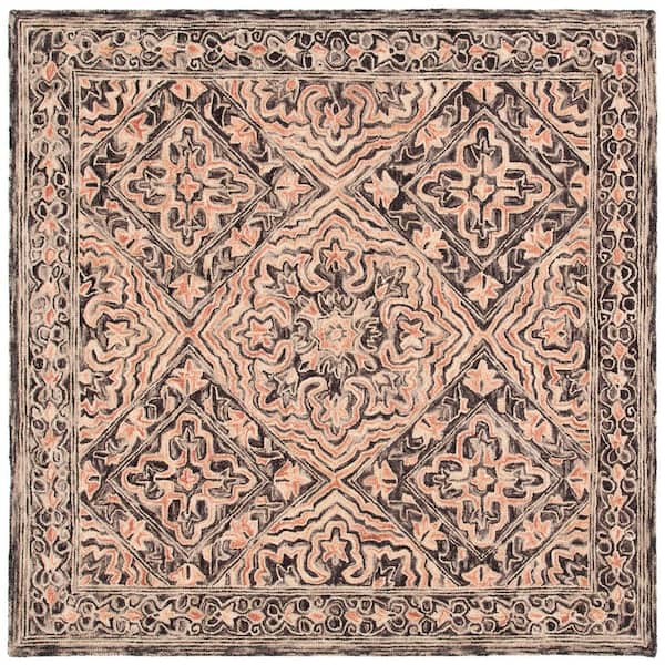 SAFAVIEH Trace Black/Red 6 ft. x 6 ft. Border Square Area Rug