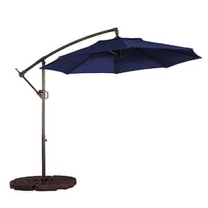 10 ft. Outdoor Cantilever Hanging Patio Umbrella with Tilt and Crank in Navy