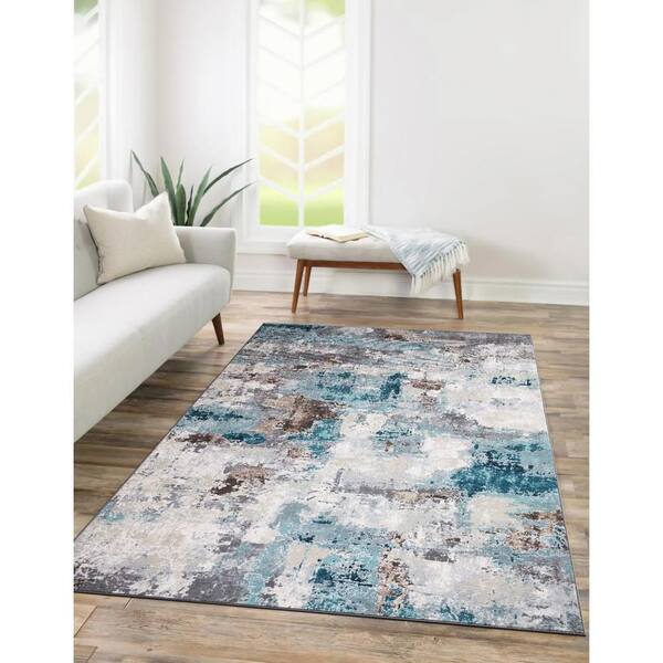 Machine Washable Rug 5' X 7', Ultra-Thin Abstract Modern Area Rug Stain  Resistan