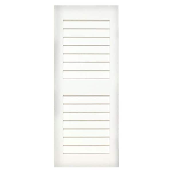 Home Fashion Technologies Plantation 14 in. x 53 in. Solid Wood Louver Exterior Shutters Behr Ultra Pure White-DISCONTINUED