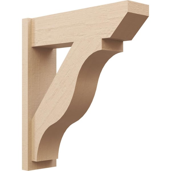 Ekena Millwork 8 in. x 32 in. x 28 in. Funston Slat Rough Cedar Woodgrain Timberthane Polyurethane Outlooker, Primed Tan