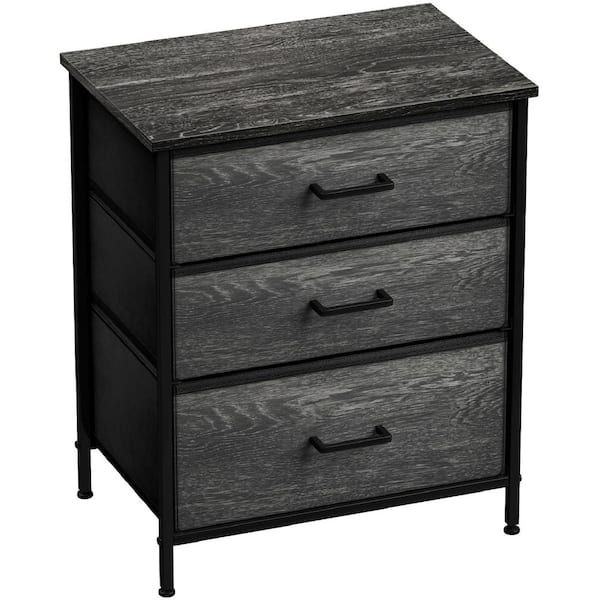 Dresser Rustic Black 3-Drawer 16.5 in. Wide with 3 Chest of Drawers