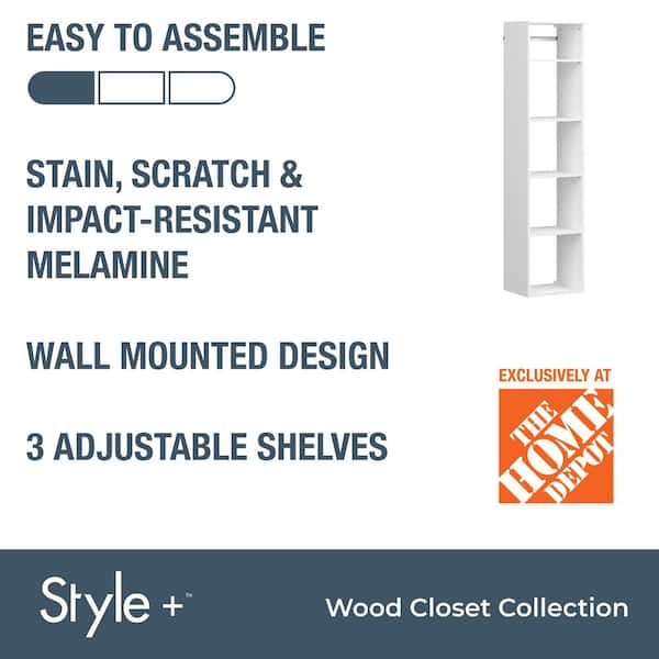 Style+ 17 in. W White Hanging Wood Closet Tower