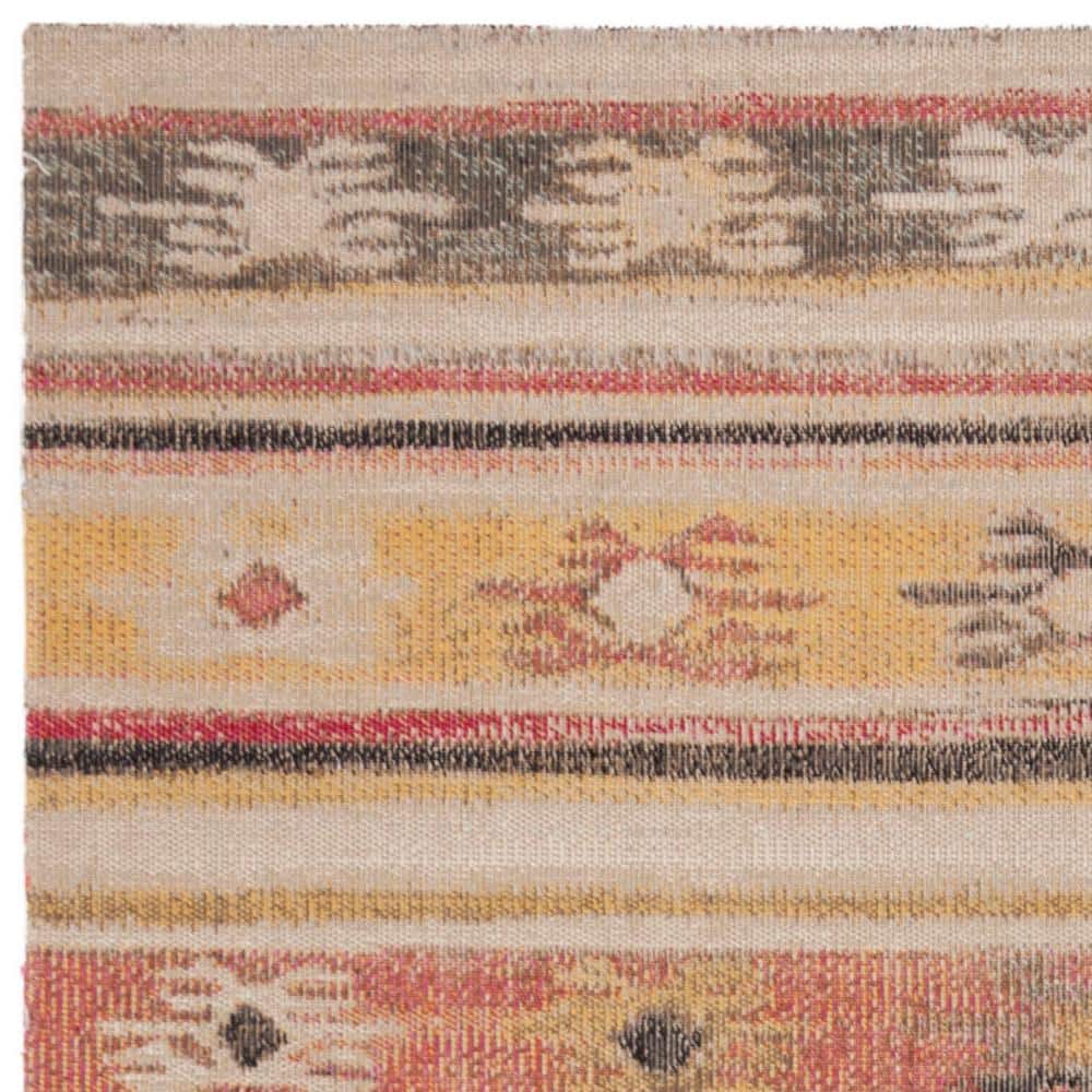 Taupe and Multi Stripe Low Pile Outdoor Rug