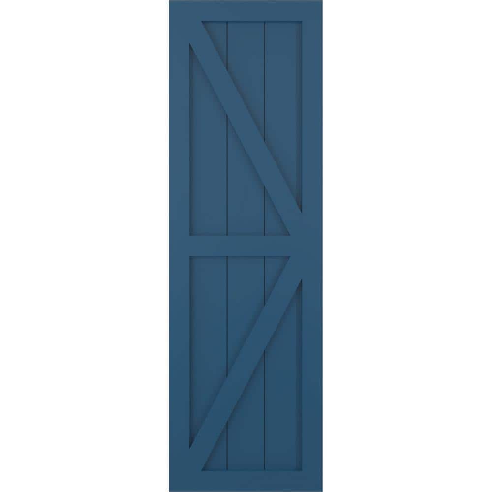 12 in. x 59 in. True Fit PVC 2 Equal Panel Farmhouse Fixed Mount Z-Bar Board and Batten Shutters Pair in Sojourn Blue price history on PriceWatchPro