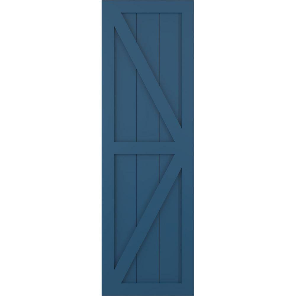 18 in. x 29 in. True Fit PVC 2 Equal Panel Farmhouse Fixed Mount Z-Bar Board and Batten Shutters Pair in Sojourn Blue price history on PriceWatchPro