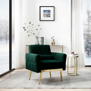 29.3 in. W x 26.4 in. D x 31.1 in. H Green Plywood Linen Cabinet with Teddy Fabric Accent Chair and Metal Legs