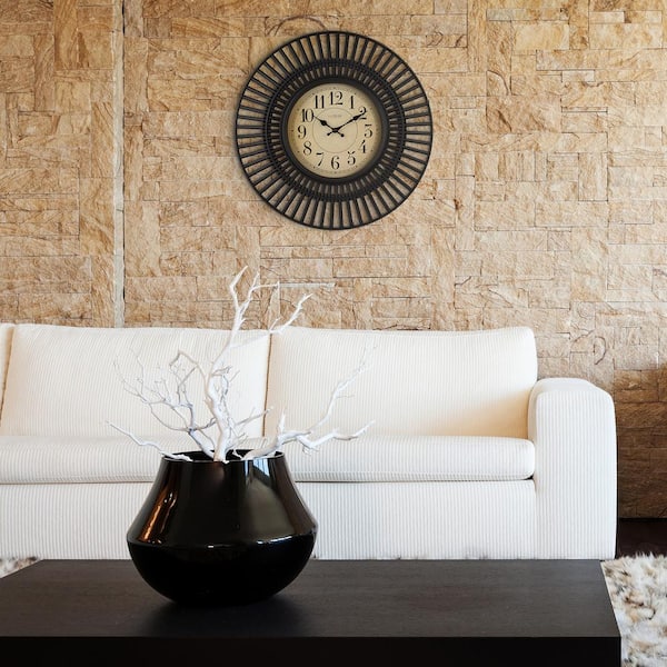 La Crosse Clock 20 in. Covington Black Quartz Analog Wall Clock